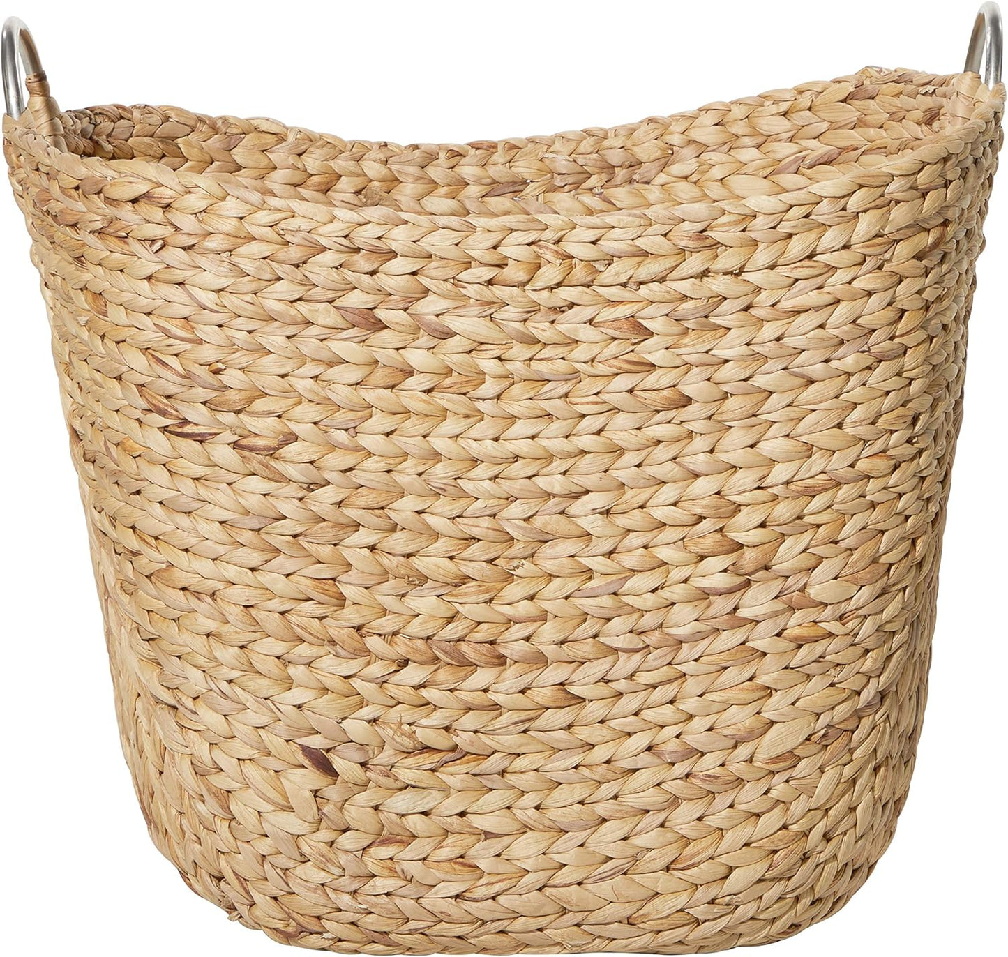 Deco 79 Seagrass Handmade Decorative and Functional Storage Basket Large Woven Basket Organizer with Ring Handles, Basket for Storage 20" x 18" x 19", Brown