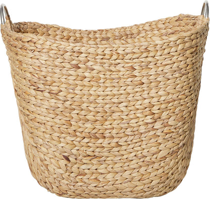 Deco 79 Seagrass Handmade Decorative and Functional Storage Basket Large Woven Basket Organizer with Ring Handles, Basket for Storage 20" x 18" x 19", Brown