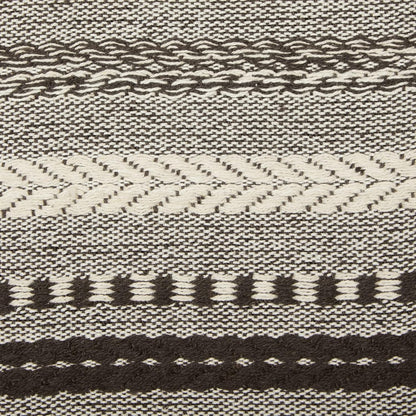 DII Farmhouse Braided Stripe Table Runner Collection, 15x72 (15x77, Fringe Included), Black