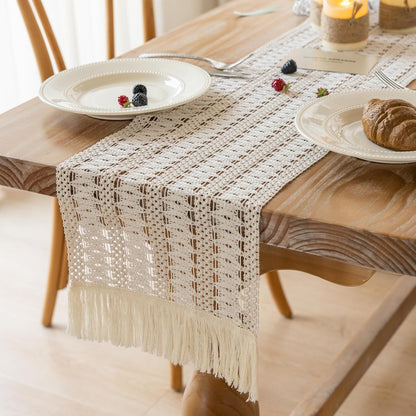 Keketoarrange Boho Sage Green Table Runner for Summer Home Decorations 12x72 Inches Farmhouse Small Macrame Woven Burlap Rustic Coffee Dresser Dining Kitchen Centerpiece Bohemian Decor