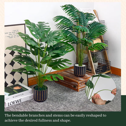 Der Rose 28'' Fake Plants Tall Artificial Monstera Faux Plants Indoor Outdoor Tree for Living Room Home House Decor