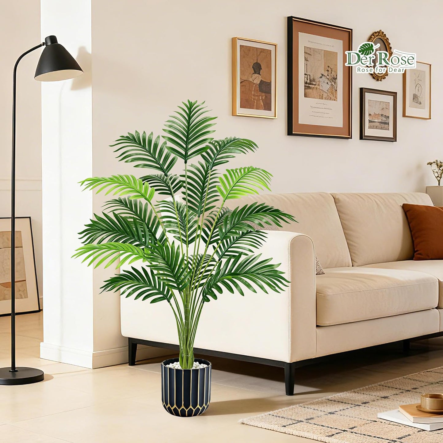 Der Rose 44" Fake Palm Tree Artificial Tree Faux Plant for Indoor and Outdoor Home Office Living Room Porch and Balcony Decor