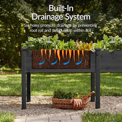Best Choice Products 72x24x30in Raised Garden Bed, Elevated Wood Planter Box Stand for Backyard, Patio, Balcony w/Divider Panel, 6 Legs, 300lb Capacity - Natural