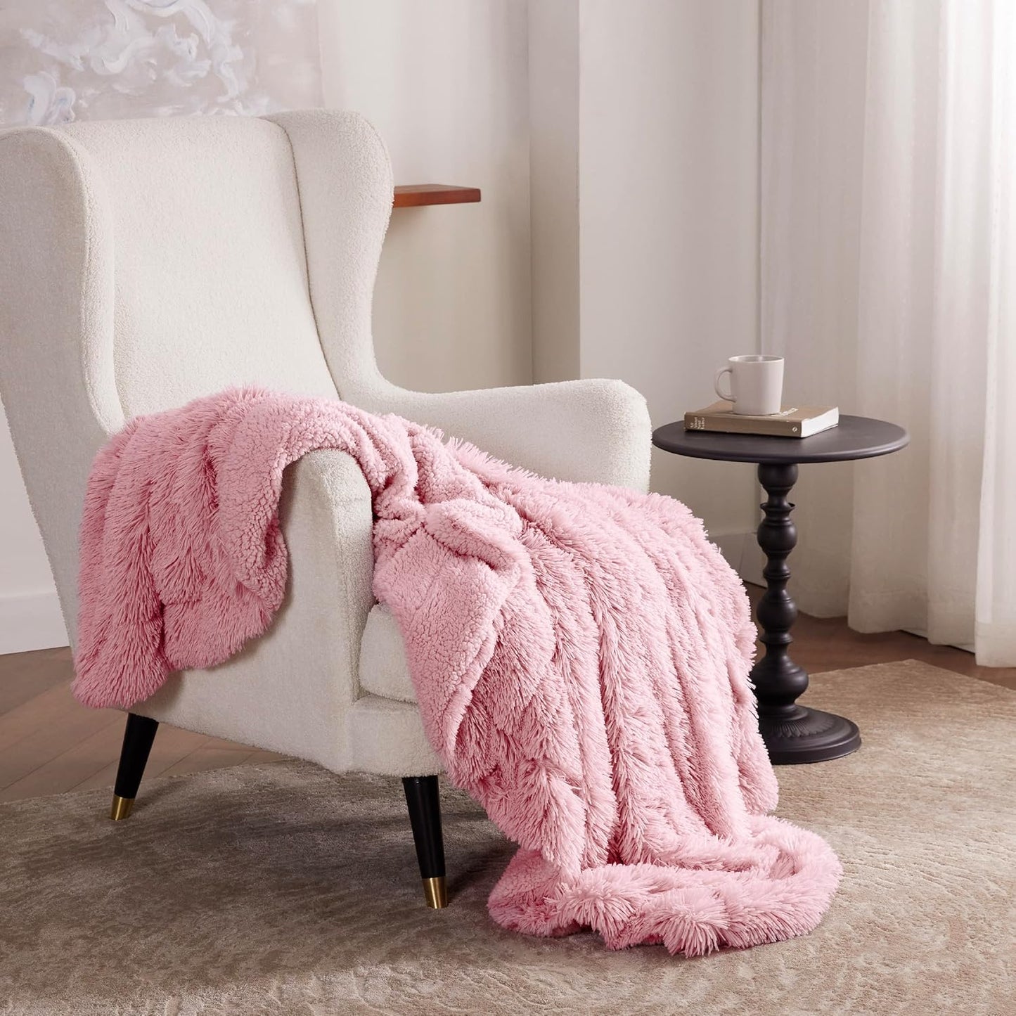 Bedsure GentleSoft Fluffy Fuzzy Faux Fur Throw Blanket for Couch, Soft Sherpa Fleece Cozy Gifts for Women, Plush Bed Blanket Room Decor for Men, Thick Warm Minky Teen Gifts Winter Bedding