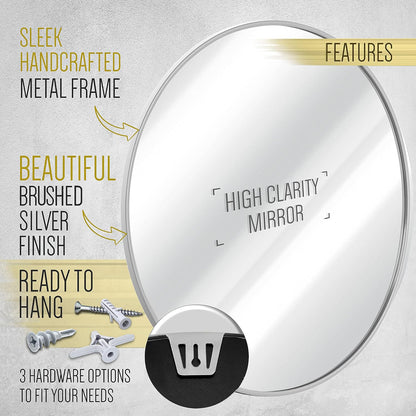 Gold Circle Wall Mirror 24 Inch Round Wall Mirror for Entryways, Washrooms, Living Rooms and More (Gold, 24")