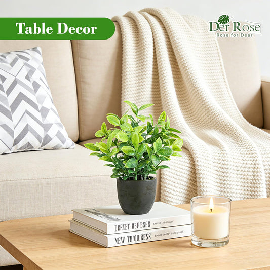 Der Rose 4 Pack Mini Artificial Plants Indoor in Pots Mixed Fake Plants Greenery Set for Bathroom Decor Shelf Counter Styling Office Desk Farmhouse Room Decor