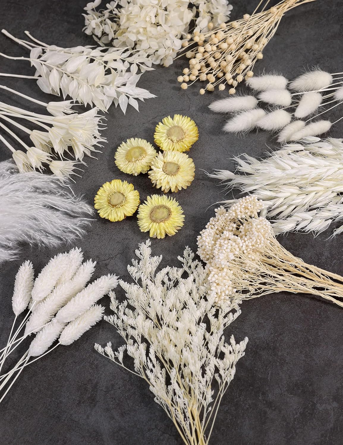 DIY Natural Dried Flower Set, Bulk Dried Flowers for Vase, Dried Flowers with Stems, Dried Roses, Mini Dried Flower Bouquets.(Brown)