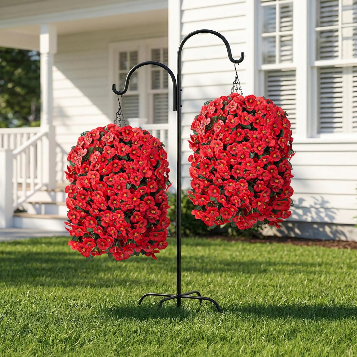HyeFlora Artificial Flowers for Outdoors, 2pcs Faux Silk Pansies Flowers UV Resistant Fake Hanging Flower Plants for Outside Planters Porch Yard Patio Window Box (Mix Purple)