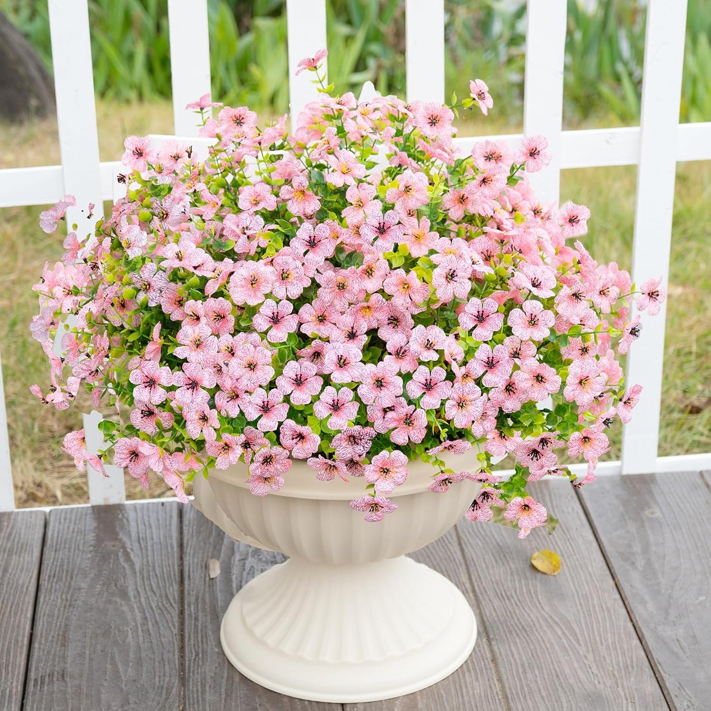 16 Bundles Artificial Fake Flowers Plants for Outdoors Spring Summer Decor,Faux Flowers Plant Silk Daisy UV Resistant for Outside Planters Front Porch Patio Yard Garden Home(Red,Purple,Yellow,Fuchsia)