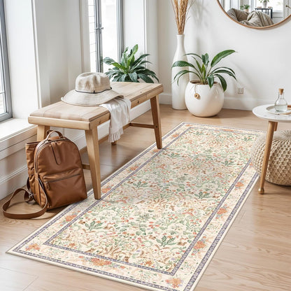 2x3 Washable Non-Slip Area Rug - Soft Low Pile Throw Rug for Kitchen Entryway Bedroom - Modern Indoor Door Mat with Rubber Backing (Beige Grey) - Colors B