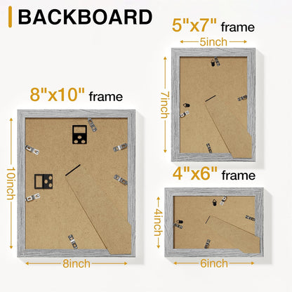 Vittanly 15 Pack Picture Frames Collage Wall Decor for Mounting or Tabletop Display, Gallery Frame Set for Family, Multi Sizes Including 3pcs 8x10, 6pcs 5x7, 6pcs 4x6, Black