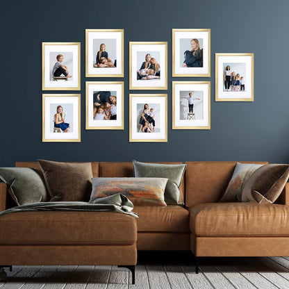 Sheffield Home 9 Piece Gallery Wall Frame Set, 11x14 in. matted to 8x10 in. (Matte Black)
