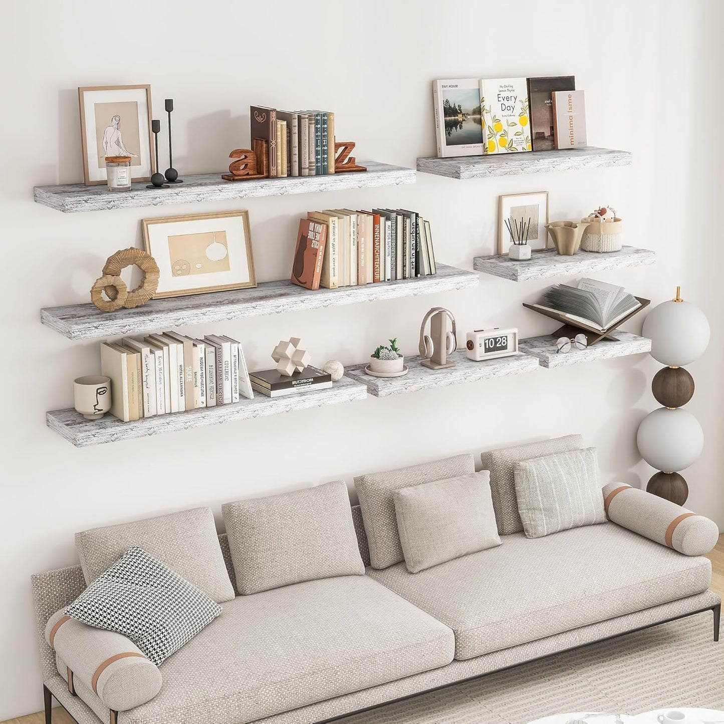 RICHFOCUS 72Inch Floating Shelves for Wall 2 Pack Shelves for Bedroom|Kitchen|Bathroom Wall Mounted Rustic Wood Floating Shelf with Invisible Brackets for Books|Storage|Decor, Rustic Brown