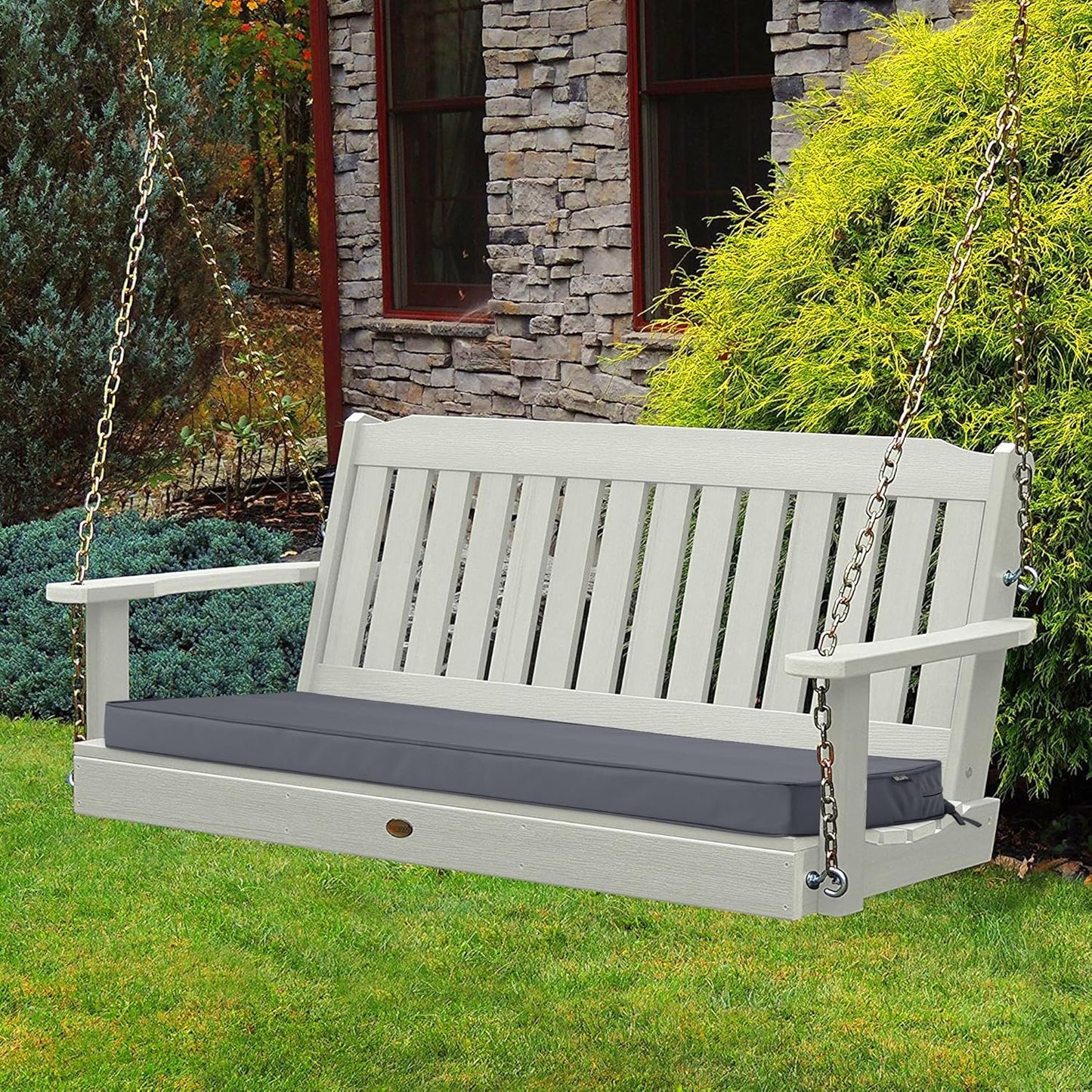 Outdoor Bench Cushions 48 x 18 Inch Thick Waterproof Porch Swing Cushions with Tie Patio Furniture Chair Cushion Bench Pad 5 Year Color Fastness Backyard Seat Pads Navy