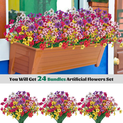 Lnoicy Artificial Greenery Plants Outdoor UV Resistant Fake Plants Boxwood Shrubs Grass,20 Bundles for Farmhouse Home Garden Office Patio Backyard Wedding and Indoor Outdoor Decoration
