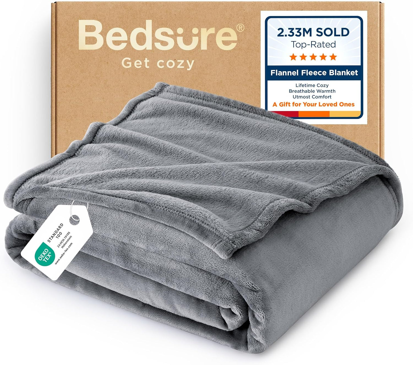 Bedsure GentleSoft Fleece Throw Blanket for Couch Grey - Lightweight Plush Fuzzy Cozy Soft Blankets and Throws for Sofa, Couch, Travel, Camping, 50x60 inches - Colors A