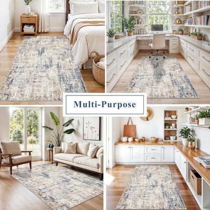 2x3 Washable Non-Slip Area Rug - Soft Low Pile Throw Rug for Kitchen Entryway Bedroom - Modern Indoor Door Mat with Rubber Backing (Beige Grey) - Colors B
