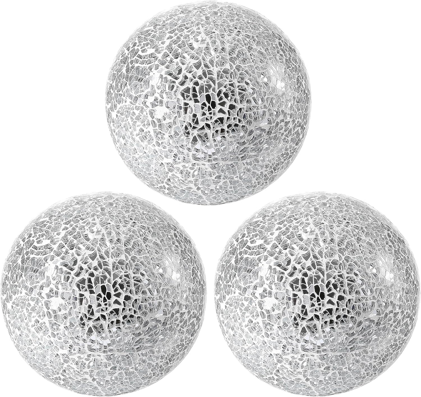 Decorative Mosaic Glass Orbs, 4 Inch Diameter, Set of 3 Sphere Balls, Rose Gold (Gold)