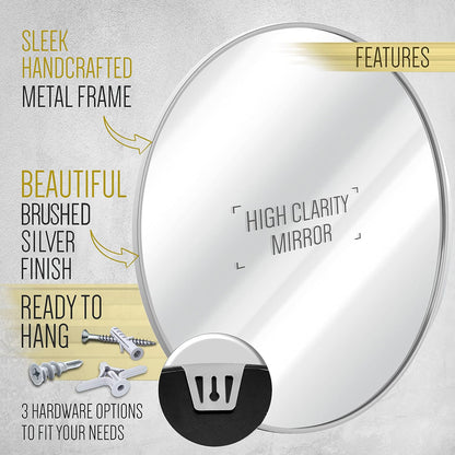 Gold Circle Wall Mirror 24 Inch Round Wall Mirror for Entryways, Washrooms, Living Rooms and More (Gold, 24")