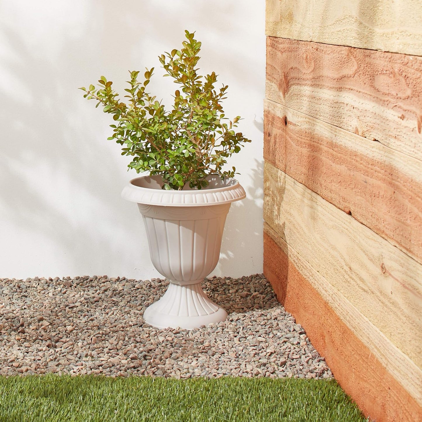 Arcadia Garden Products PL10CP Classic Traditional Plastic Urn Planter Indoor/Outdoor, 15" x 13", Brushed Copper