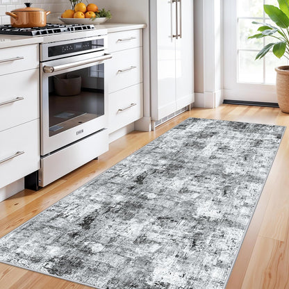 2x3 Washable Non-Slip Area Rug - Soft Low Pile Throw Rug for Kitchen Entryway Bedroom - Modern Indoor Door Mat with Rubber Backing (Beige Grey) - Colors A