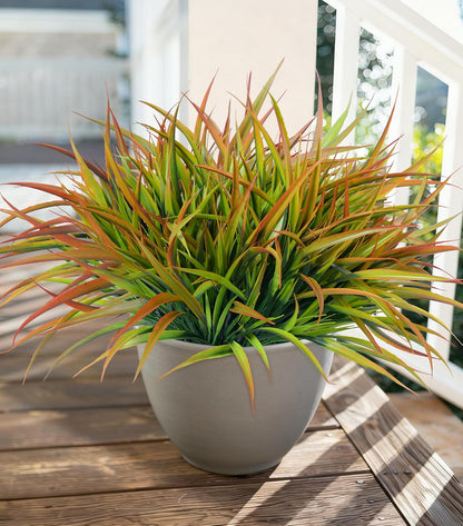 Ivydale 12Pcs Fake Plants Outdoor Artificial Plastic Grass Spring Decoration UV Resistant Faux Greenery Stems Bushes Outside Fake Plants for Planters Patio Porch Window Box Pathway Garden Home Decor