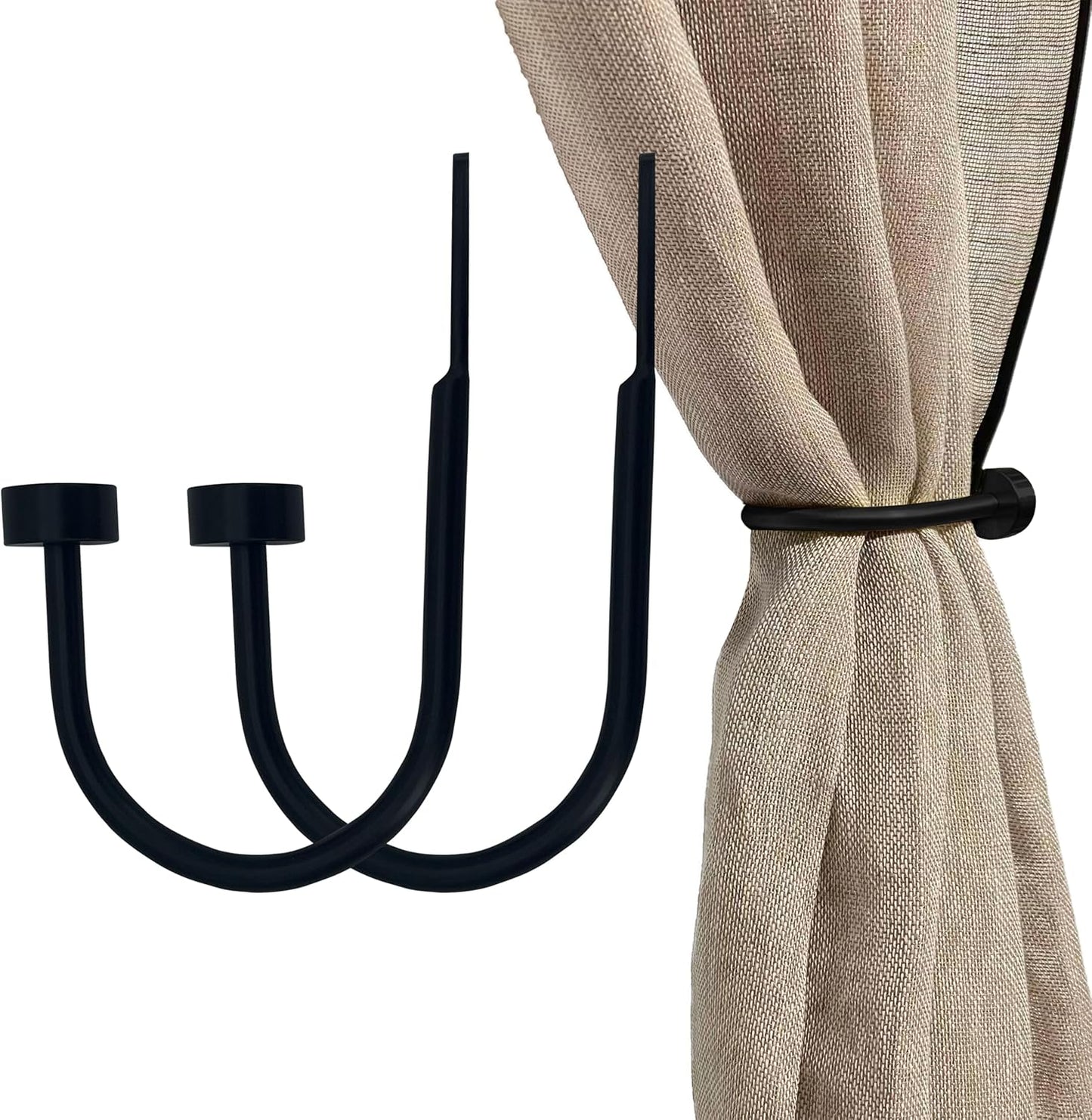 Quality Curtain Holdbacks, Solid Steel Curtain Holdback with Disk Finial,Electroplate Finishes, Set of 2 Window Curtain Tieback Hooks, Warm Gold