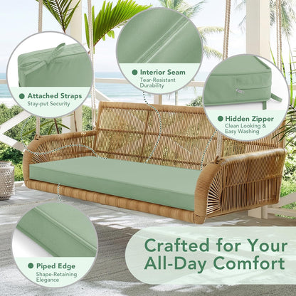 Summsun Outdoor Bench Cushion: Waterproof and Fade Resistant Patio Furniture Cushions - Non-Slip Bench Pad Cushion with Removable Cover for Garden Swing Porch Sofa Settee, 48 x 18 x 3 Inch, Black