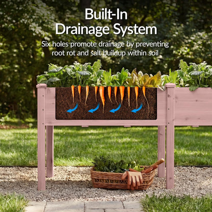 Best Choice Products 72x24x30in Raised Garden Bed, Elevated Wood Planter Box Stand for Backyard, Patio, Balcony w/Divider Panel, 6 Legs, 300lb Capacity - Natural