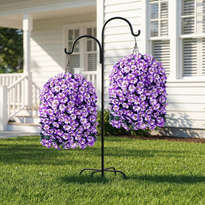 HyeFlora Artificial Flowers for Outdoors, 2pcs Faux Silk Pansies Flowers UV Resistant Fake Hanging Flower Plants for Outside Planters Porch Yard Patio Window Box (Mix Purple)