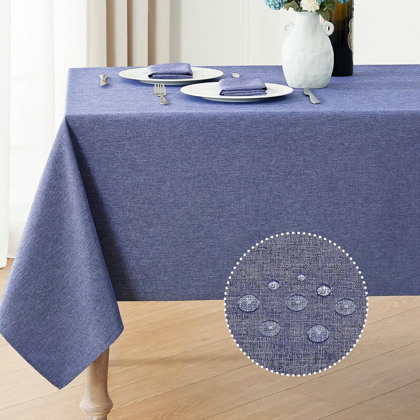 Veblandy Rectangle Tablecloth Waterproof Linen Textured Table Cloth Stain and Wrinkle Resistant Washable, Decorative Fabric Table Cover for Dining, Party and Camping (Sage Green, 52 * 70)