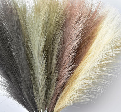LSKYTOP Orange Pampas Grass Decor,23Inch 12pcs Faux Pampas Grass Bouquets Artificial Pampas Fake Pampas Flower for Home Living Room Bedroom Vase Decor