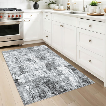 2x3 Washable Non-Slip Area Rug - Soft Low Pile Throw Rug for Kitchen Entryway Bedroom - Modern Indoor Door Mat with Rubber Backing (Beige Grey) - Colors B