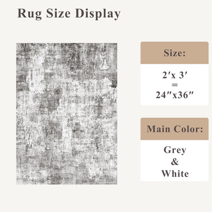 2x3 Washable Non-Slip Area Rug - Soft Low Pile Throw Rug for Kitchen Entryway Bedroom - Modern Indoor Door Mat with Rubber Backing (Beige Grey) - Colors A