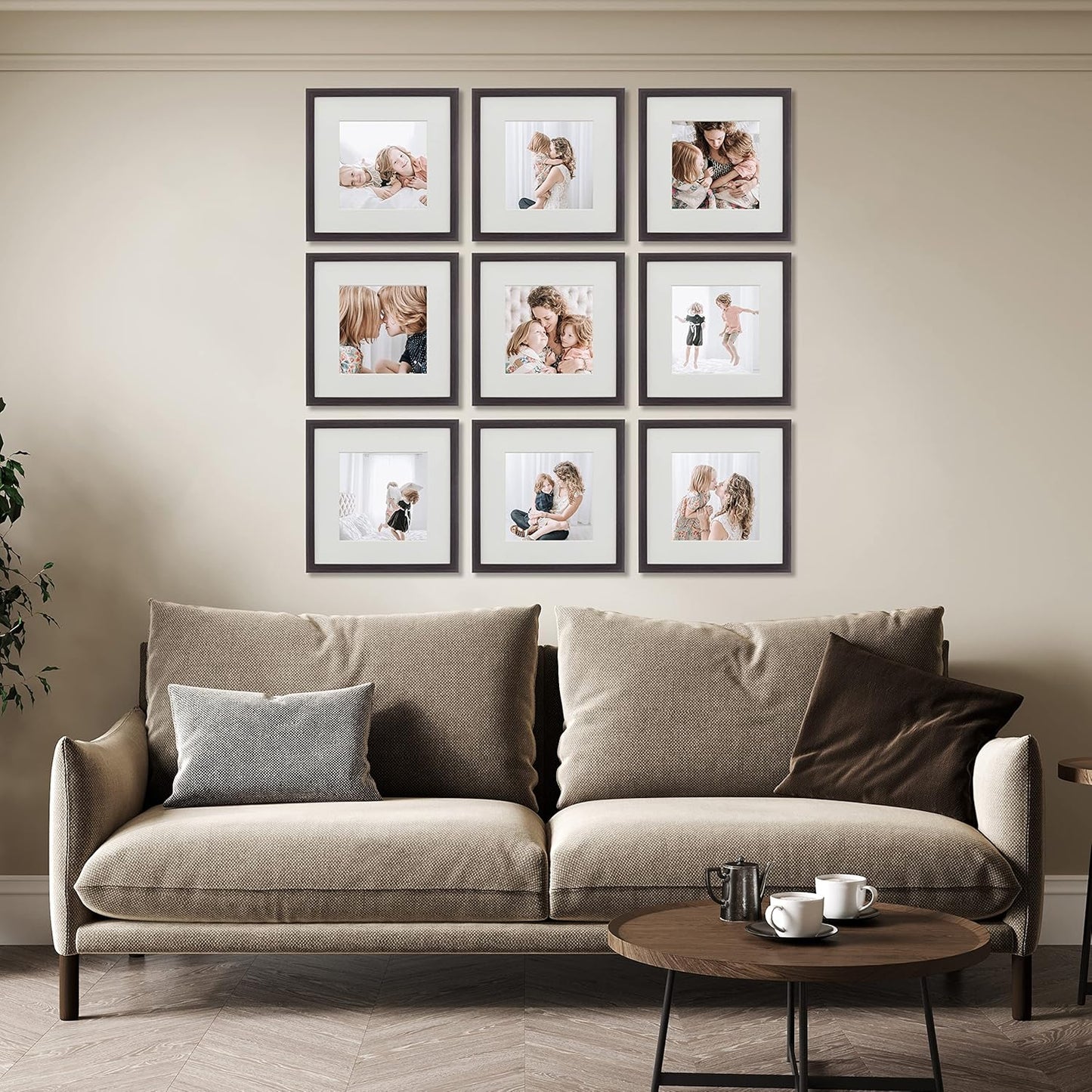 Sheffield Home 9 Piece Gallery Wall Frame Set, 11x14 in. matted to 8x10 in. (Matte Black)