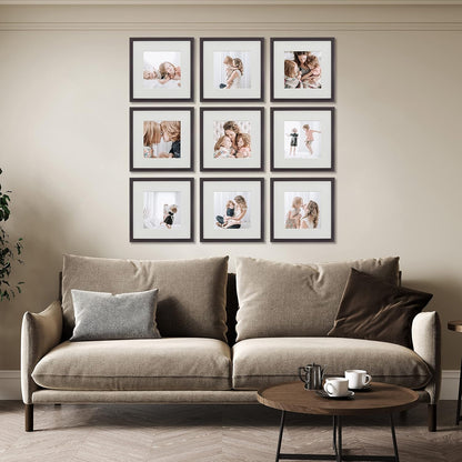 Sheffield Home 9 Piece Gallery Wall Frame Set, 11x14 in. matted to 8x10 in. (Matte Black)