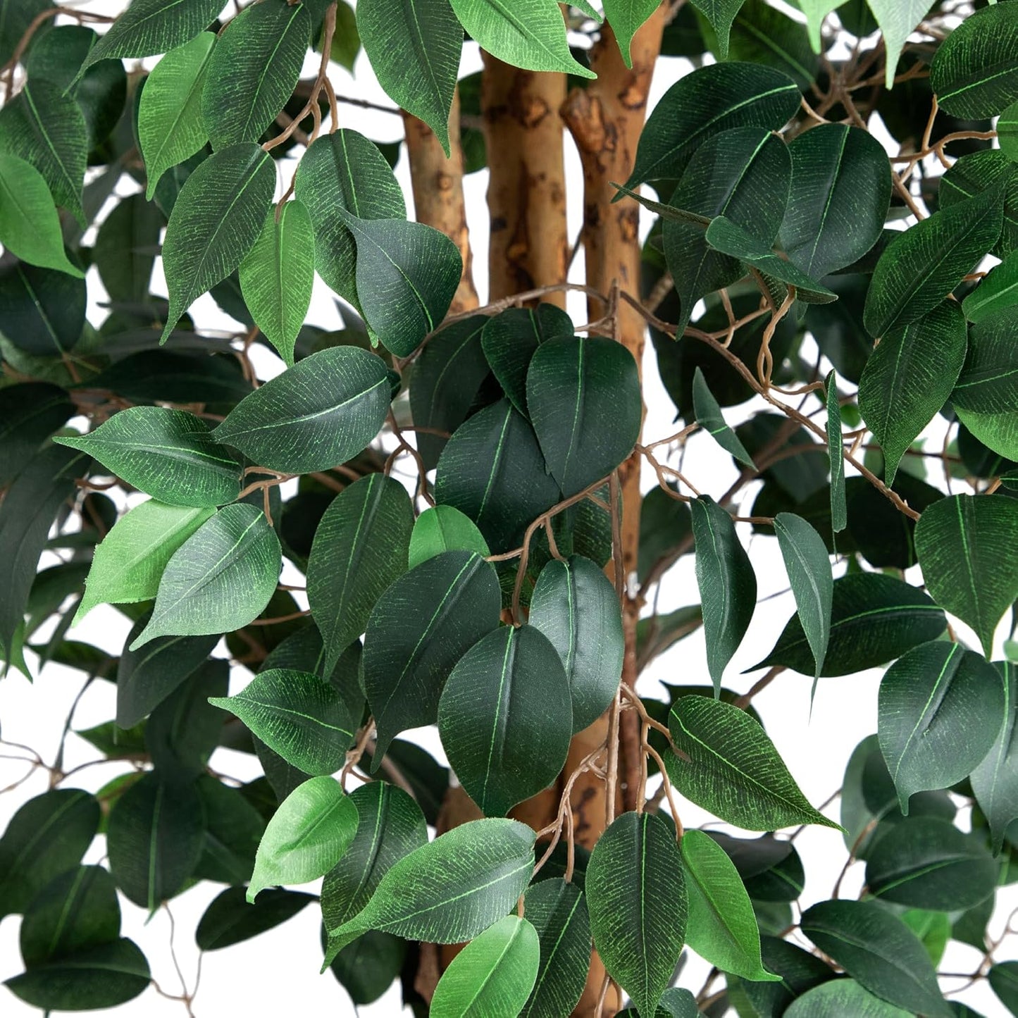 Nearly Natural 4ft Triple Trunk Ficus Silk Tree with Natural Wood Trunks and Dense Foliage, Mid-Size Faux Floor Plant for Home and Office
