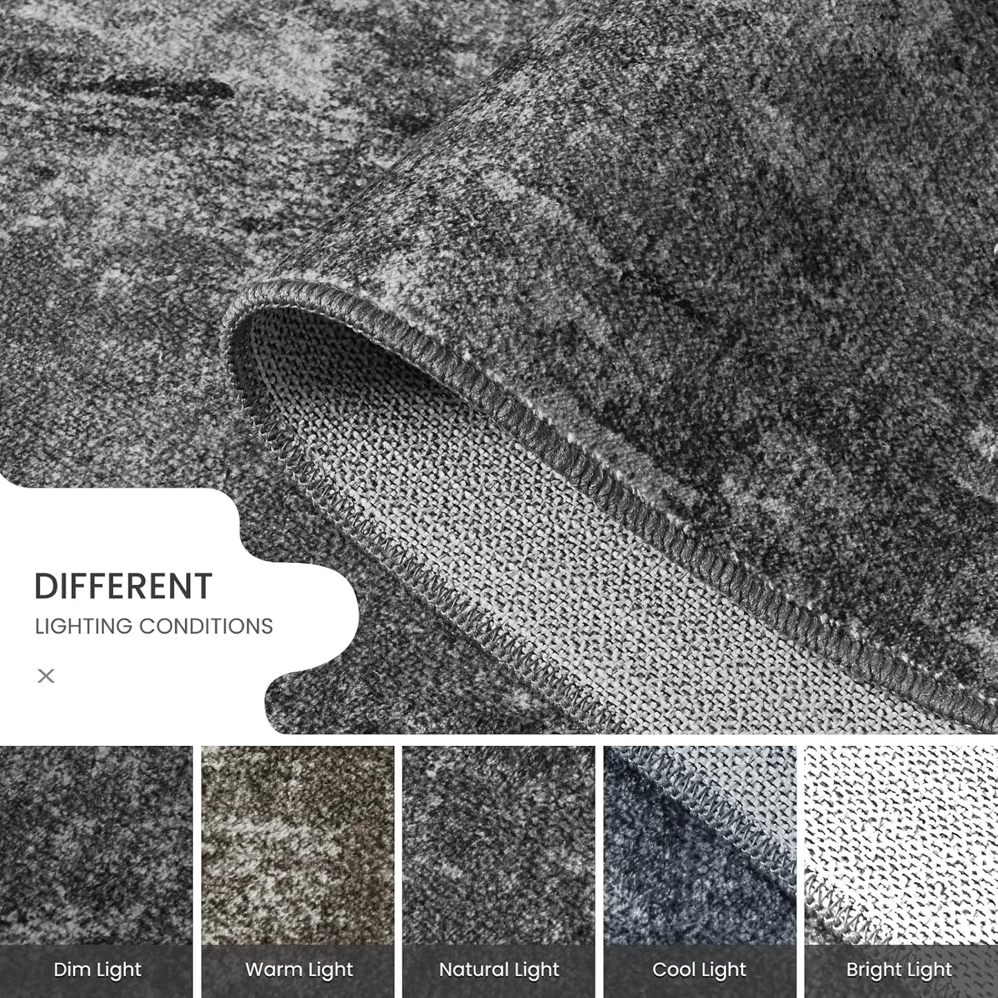 Ompaa 2x6 Rug Runners for Hallways Kitchen Runner Rug Non Slip Washable Grey Long Runner Rugs with Rubber Backing Soft Abstract Carpet Runner for Hallways, Kitchen, Bedroom, Bathroom, Entryway - Colors A