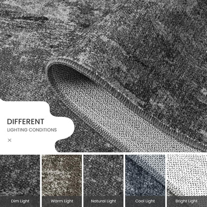 Ompaa 2x6 Rug Runners for Hallways Kitchen Runner Rug Non Slip Washable Grey Long Runner Rugs with Rubber Backing Soft Abstract Carpet Runner for Hallways, Kitchen, Bedroom, Bathroom, Entryway - Colors B