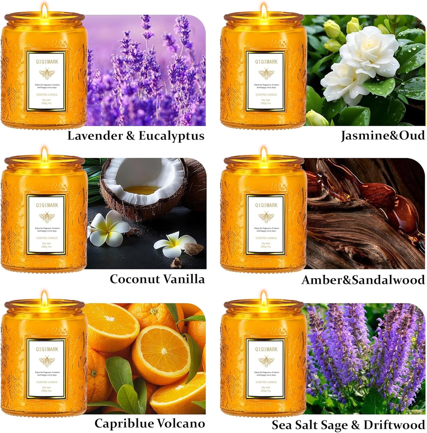 Mother’s Day Candles Gift Set for Mom, Natural Soy Wax Scented Jar Candles 6-Pack, Aromatherapy Candles for Home, 42oz 300 Hours Long Lasting, Gifts for Women