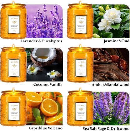 Mother’s Day Candles Gift Set for Mom, Natural Soy Wax Scented Jar Candles 6-Pack, Aromatherapy Candles for Home, 42oz 300 Hours Long Lasting, Gifts for Women