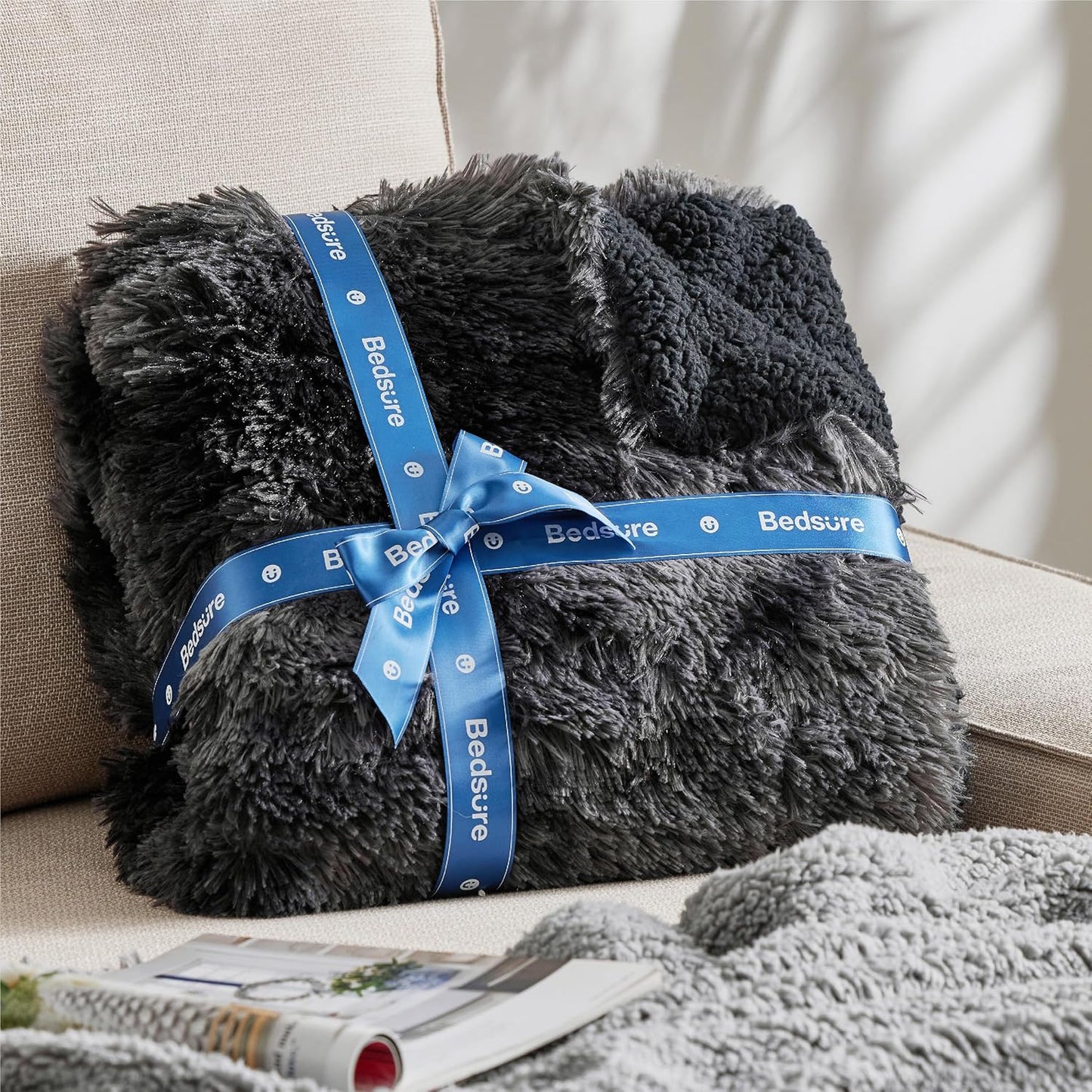 Bedsure GentleSoft Fluffy Fuzzy Faux Fur Throw Blanket for Couch, Soft Sherpa Fleece Cozy Gifts for Women, Plush Bed Blanket Room Decor for Men, Thick Warm Minky Teen Gifts Winter Bedding