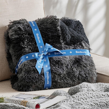 Bedsure GentleSoft Fluffy Fuzzy Faux Fur Throw Blanket for Couch, Soft Sherpa Fleece Cozy Gifts for Women, Plush Bed Blanket Room Decor for Men, Thick Warm Minky Teen Gifts Winter Bedding