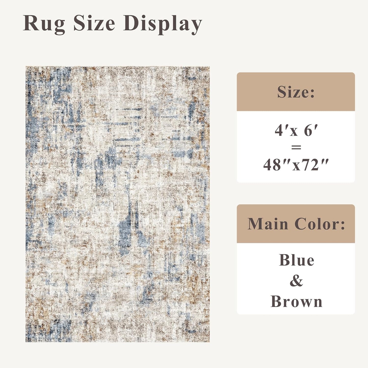 2x3 Washable Non-Slip Area Rug - Soft Low Pile Throw Rug for Kitchen Entryway Bedroom - Modern Indoor Door Mat with Rubber Backing (Beige Grey) - Colors A