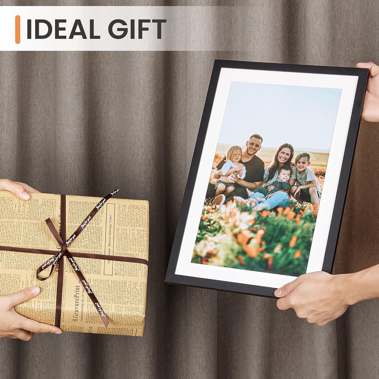 upsimples 11x14 Picture Frame Set of 5, Display Pictures 8x10 with Mat or 11x14 Without Mat, Wall Gallery Photo Frames, Black