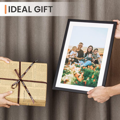 upsimples 11x14 Picture Frame Set of 5, Display Pictures 8x10 with Mat or 11x14 Without Mat, Wall Gallery Photo Frames, Black