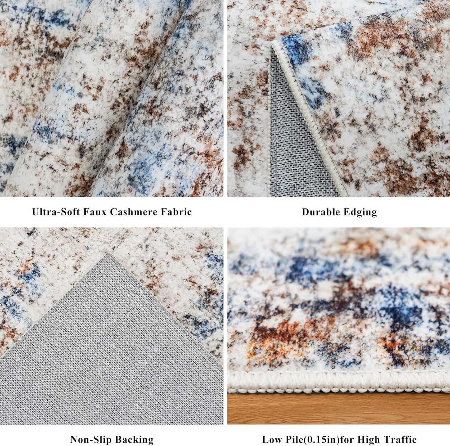 2x3 Washable Non-Slip Area Rug - Soft Low Pile Throw Rug for Kitchen Entryway Bedroom - Modern Indoor Door Mat with Rubber Backing (Beige Grey) - Colors B