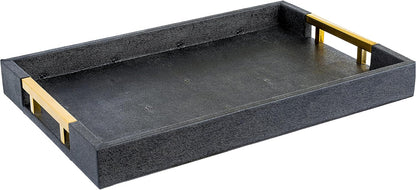 Home Redefined Beautiful Modern Elegant 17.5"x12" Rectangle Classic Black Faux Leather Decorative Tray Ottoman Coffee Table Perfume Living Room Kitchen Serving Tray with Handles for All Occasion's