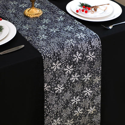 Snowkingdom 2 Pieces Gold Table Runner, Sequin Glitter Foil Metallic Thin Mesh Runner Roll 11"x108", Gold Table Decorations for Event Party, Wedding, Birthday Party, Christmas
