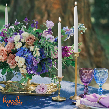 Hyoola Tall Taper Candles - 10 Inch Metallic Gold Unscented Dripless Taper Candles - 8 Hour Burn Time - 4 Pack